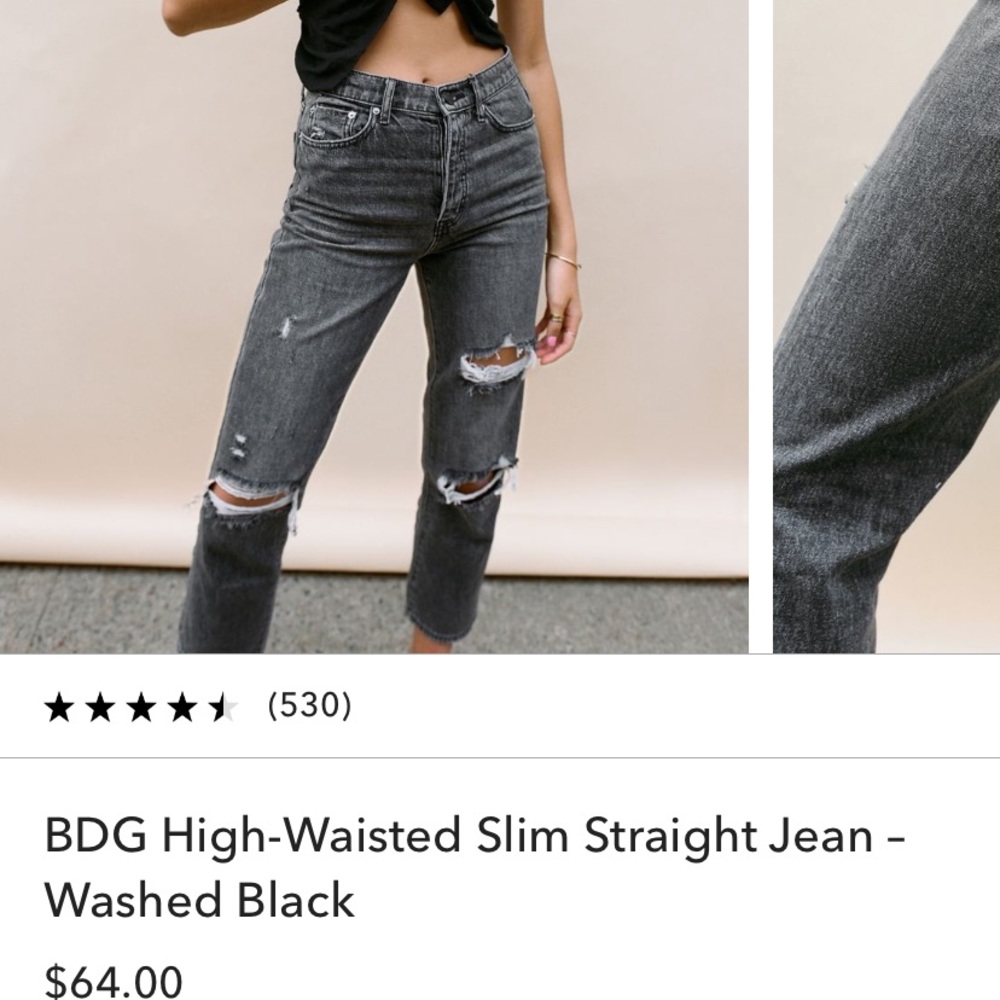 BDG Straight slim black denim mom jeans